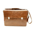 Harper Casual Top Flap Briefcase - Crackled & Distressed Old London Brown